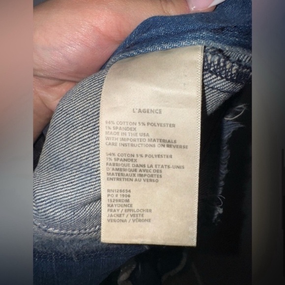 L’agence Kaydence Frayed Denim Blazer/Small - Picture 9 of 11